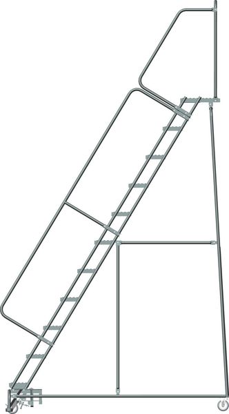 143 in H Steel Rolling Ladder, 11 Steps