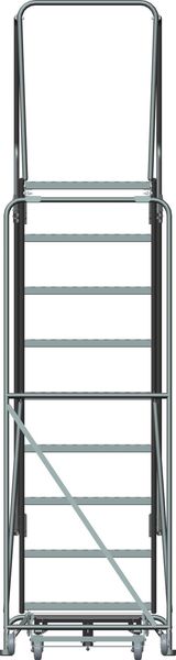 123 in H Steel Rolling Ladder, 9 Steps
