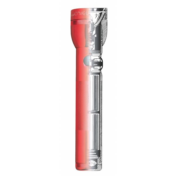 Red No Xenon Industrial Handheld Flashlight, Alkaline D, 98 lm