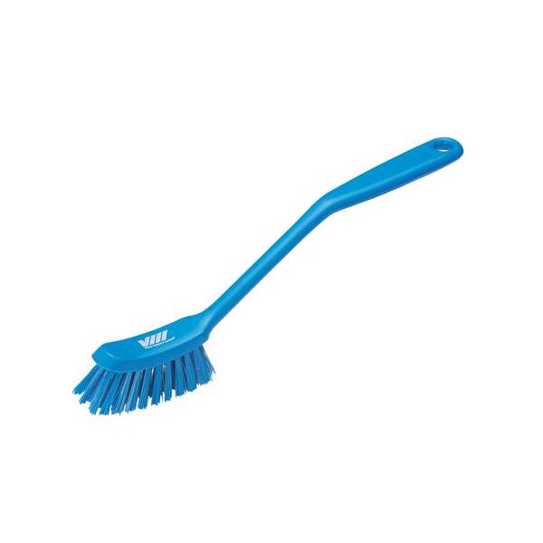 1 in W Scrub Brush, Medium, 8 3/16 in L Handle, 11 in L Brush, Blue, Plastic, 11 in L Overall