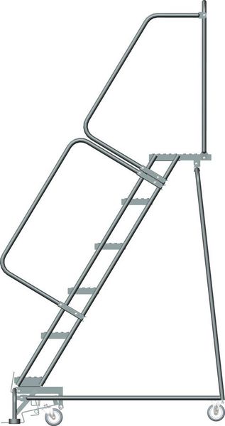 93 in H Steel Rolling Ladder, 6 Steps