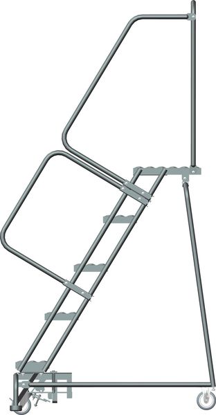 83 in H Steel Rolling Ladder, 5 Steps