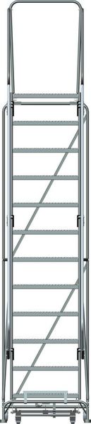 153 in H Steel Rolling Ladder, 12 Steps