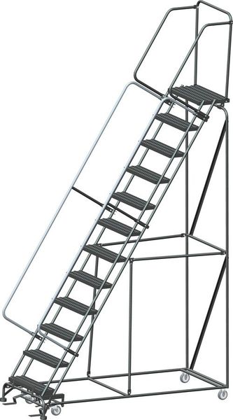 153 in H Steel Rolling Ladder, 12 Steps