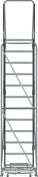 153 in H Steel Rolling Ladder, 12 Steps