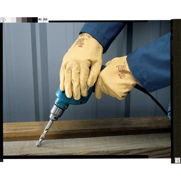 PVC Coated Gloves, Full Coverage, Yellow, S, PR