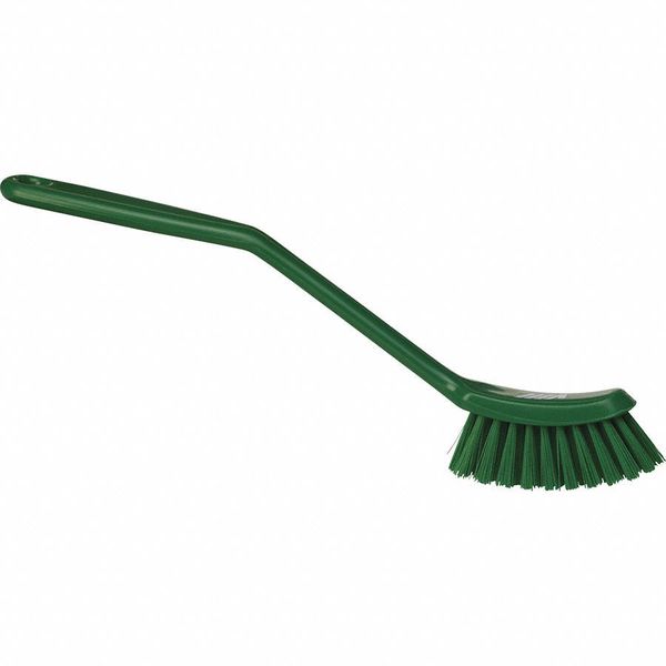 1 in W Scrub Brush, Medium, 8 3/16 in L Handle, 11 in L Brush, Green, Plastic, 11 in L Overall