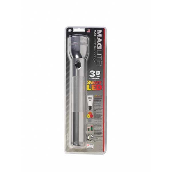 Gray No Led Industrial Handheld Flashlight, Alkaline D, 168 lm