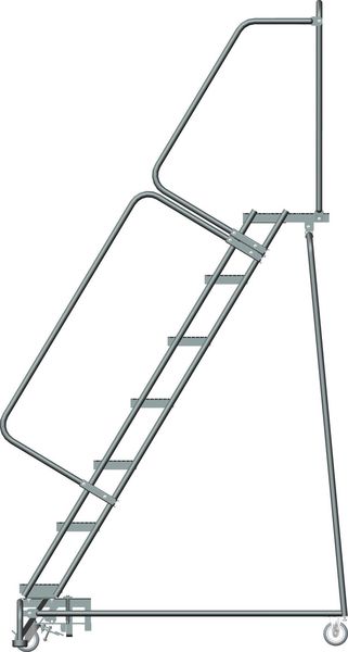 103 in H Steel Rolling Ladder, 7 Steps