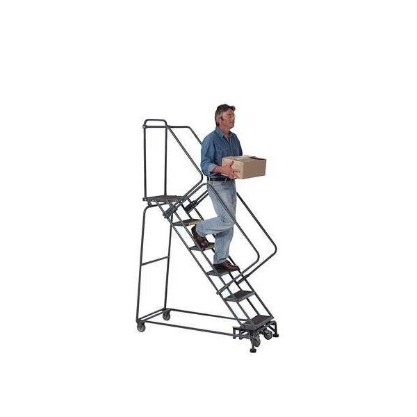 93 in H Steel Rolling Ladder, 6 Steps