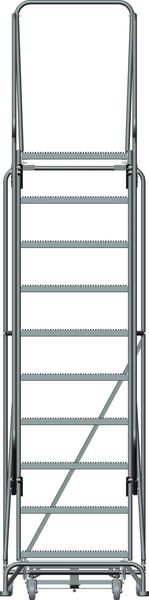 133 in H Steel Rolling Ladder, 10 Steps