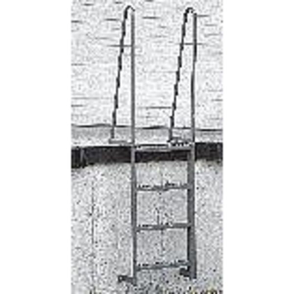 7 ft Fixed Ladder, Steel, 4 Steps, Forward Exit, Gray Finish