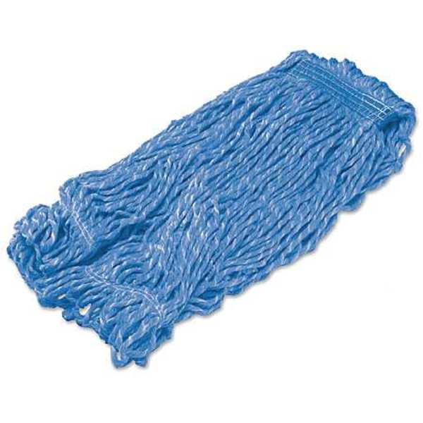 1 in String Wet Mop, 18 oz Dry Wt, Slide On Connection, Looped-End, Blue, Cotton/Synthetic