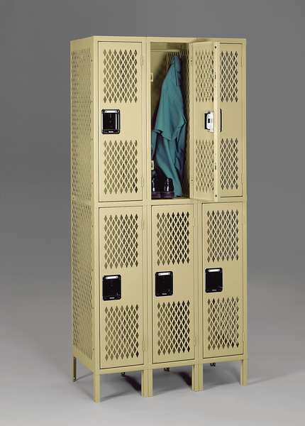 Wardrobe Locker, 36 in W, 18 in D, 78 in H, (2) Tier, (3) Wide, Gray