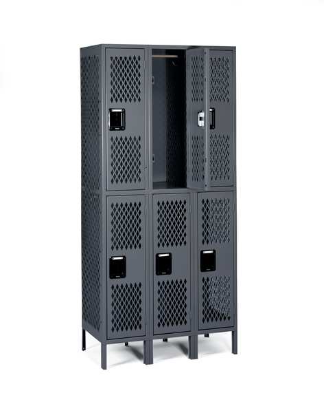 Wardrobe Locker, 36 in W, 18 in D, 78 in H, (2) Tier, (3) Wide, Sand