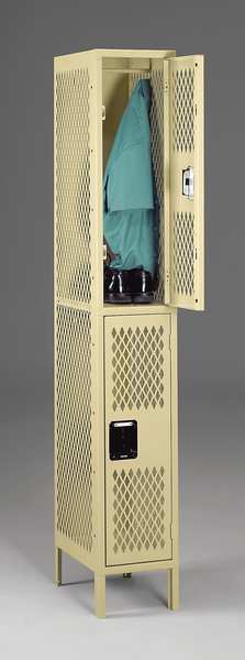 Wardrobe Locker, 12 in W, 18 in D, 72 in H, (1) Wide, (1) Opening, Gray