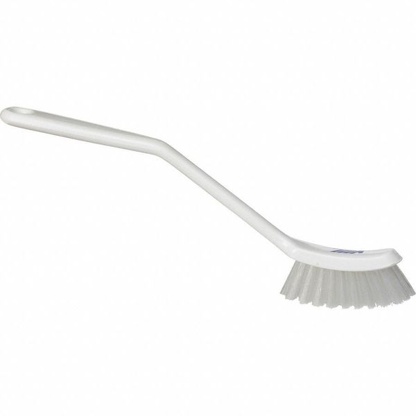 1 in W Scrub Brush, Medium, 8 3/16 in L Handle, 11 in L Brush, White, Plastic, 11 in L Overall