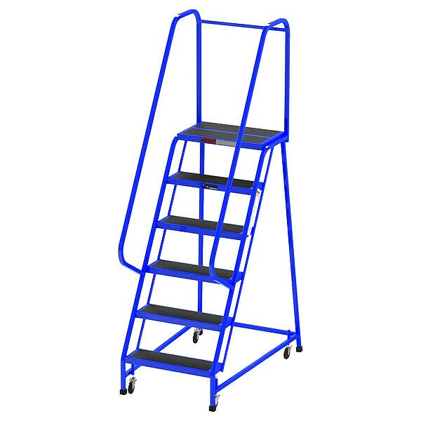 90 in H Steel Rolling Ladder, 6 Steps