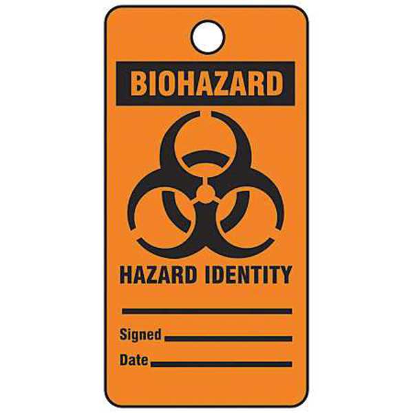 Biohazard Tags, 1.5 x 3In, PK25