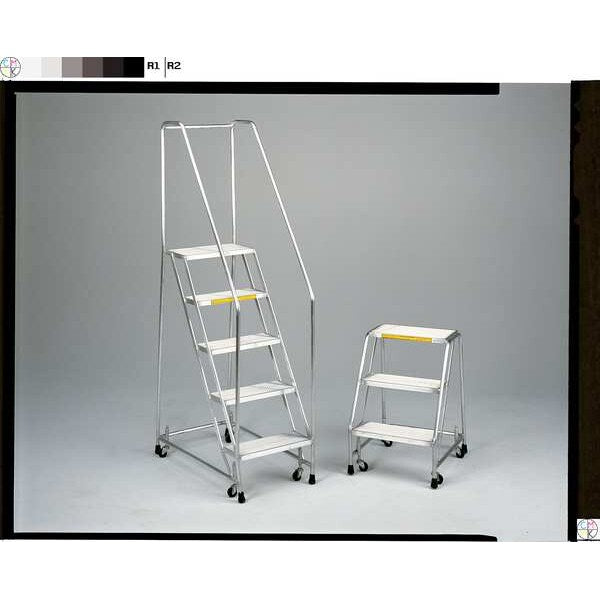58 1/2 in H Aluminum Rolling Ladder, 3 Steps