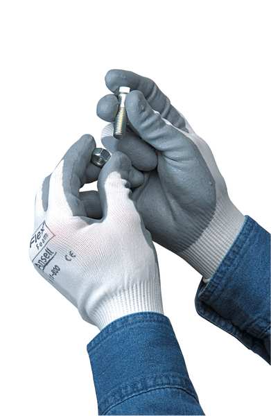 Polyurethane Coated Gloves, Palm Coverage, Black, 9, PR