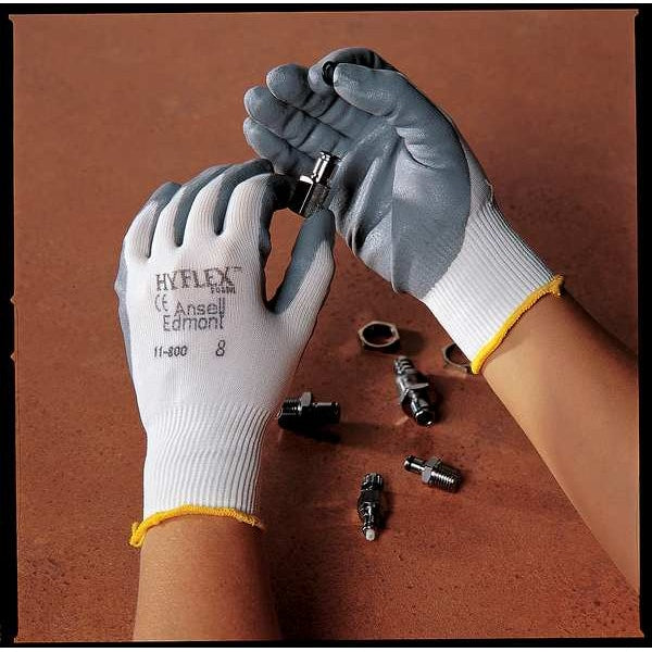 Polyurethane Coated Gloves, Palm Coverage, Black, 6, PR