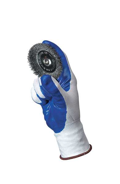 Nitrile Coated Gloves, Palm Coverage, Blue/White, S, PR