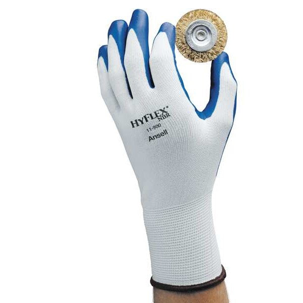 Nitrile Coated Gloves, Palm Coverage, Blue/White, XL, PR
