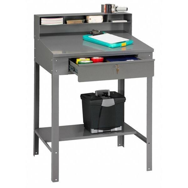 Shop Desk, 34-1/2 x 53 x 29In, Medium Gray