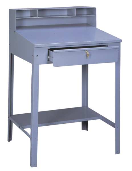 Shop Desk, 34-1/2 x 53 x 29In, Medium Gray