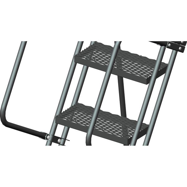 123 in H Steel Rolling Ladder, 9 Steps