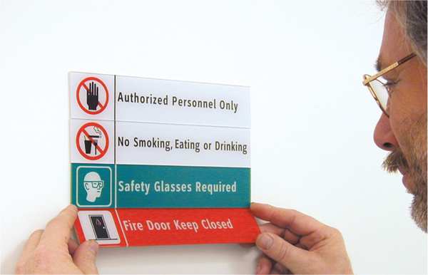 Personal Protection Sign, 1 3/4 in Height, 9 in Width, Vinyl, English