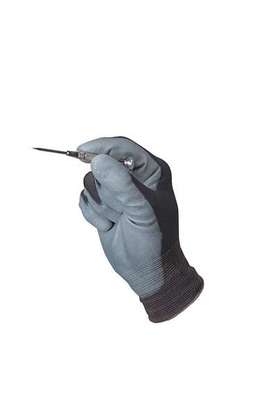 Polyurethane Coated Gloves, Palm Coverage, Black, 10, PR
