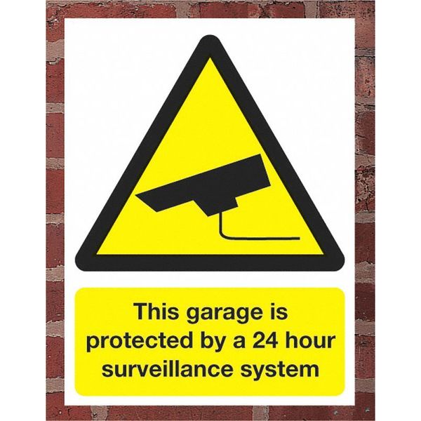Security Sign, 16 in Height, 12 in Width, Plastic, English