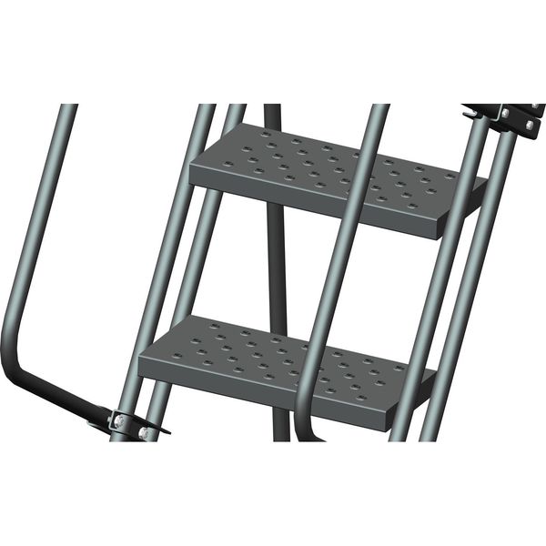 113 in H Steel Rolling Ladder, 8 Steps