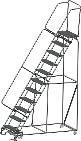 143 in H Steel Rolling Ladder, 11 Steps