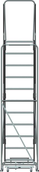 143 in H Steel Rolling Ladder, 11 Steps