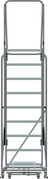 123 in H Steel Rolling Ladder, 9 Steps