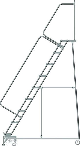 123 in H Steel Rolling Ladder, 9 Steps