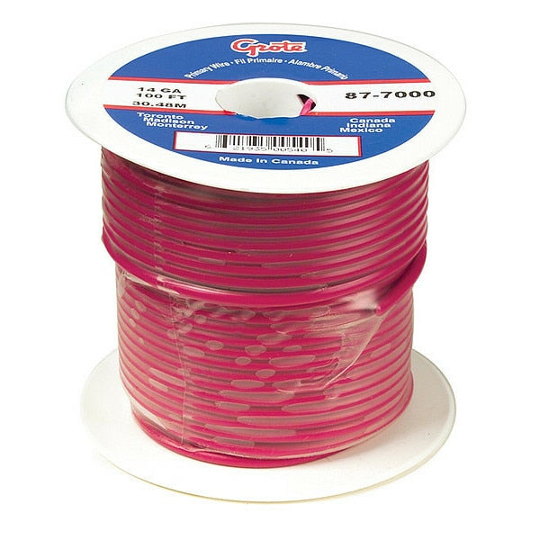 14 AWG 1 Conductor Stranded Primary Wire 100 ft. RD, Wire Color: Red