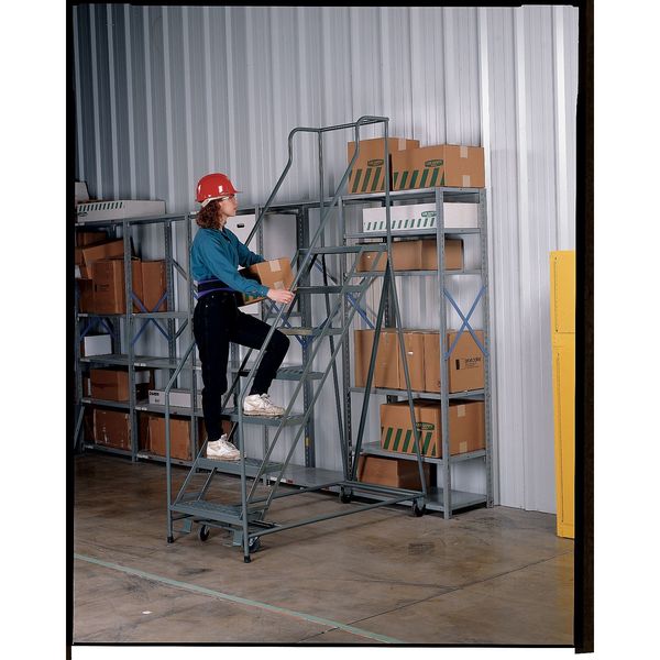112 in H Steel Rolling Ladder, 7 Steps