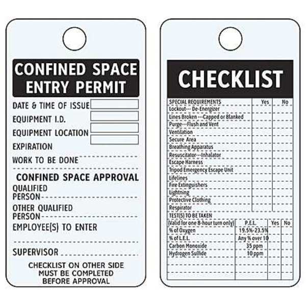 Confined Space Tag, 5 3/4 in Height, 3 in Width, English
