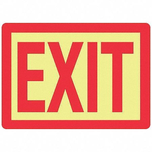 Fire Exit Sign, 10 in Height, 14 in Width, Fiberglass, English