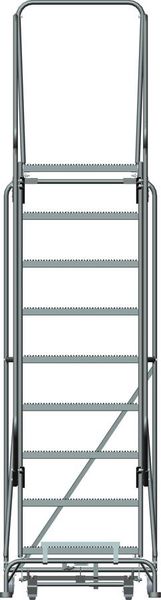 123 in H Steel Rolling Ladder, 9 Steps