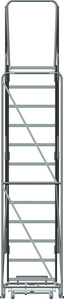 153 in H Steel Rolling Ladder, 12 Steps