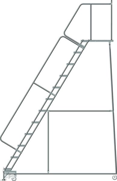 153 in H Steel Rolling Ladder, 12 Steps