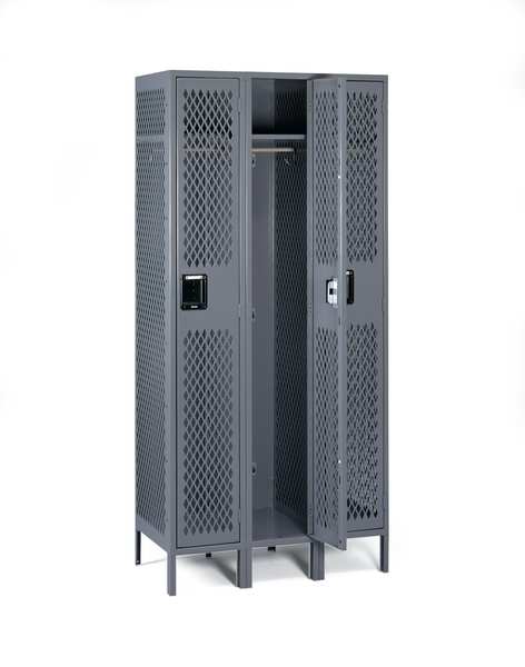 Wardrobe Locker, 36 in W, 18 in D, 78 in H, (2) Tier, (3) Wide, Gray