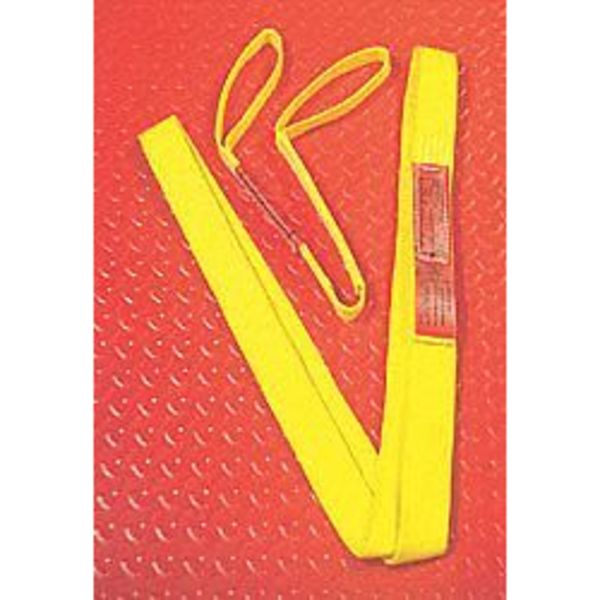 Web Sling, Flat Eye and Eye, 8 ft L, 1 in W, Nylon, Yellow