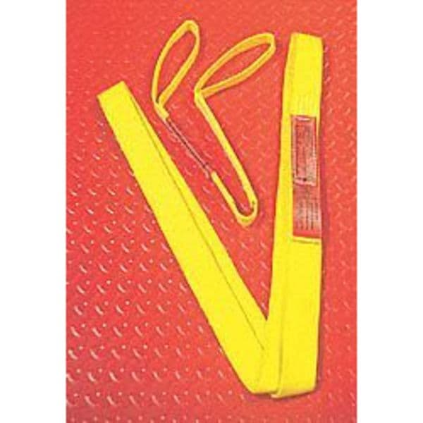 Web Sling, Flat Eye and Eye, 4 ft L, 2 in W, Nylon, Yellow