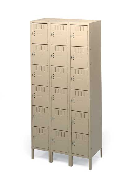 Wardrobe Locker, 36 in W, 18 in D, 78 in H, (2) Tier, (3) Wide, Sand